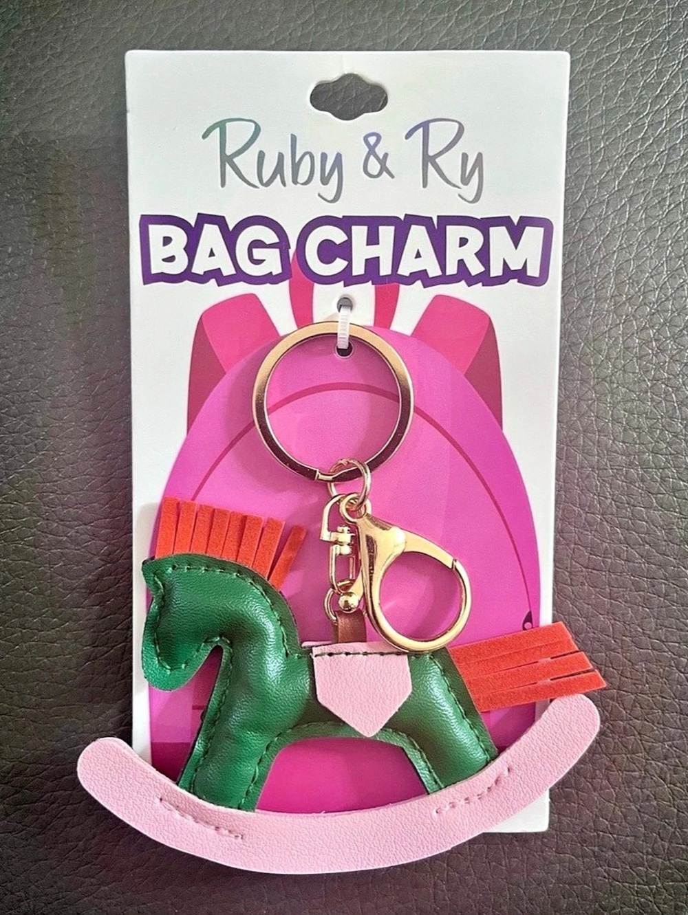 Ruby & Ry Bag Charm Pink & Green NWT